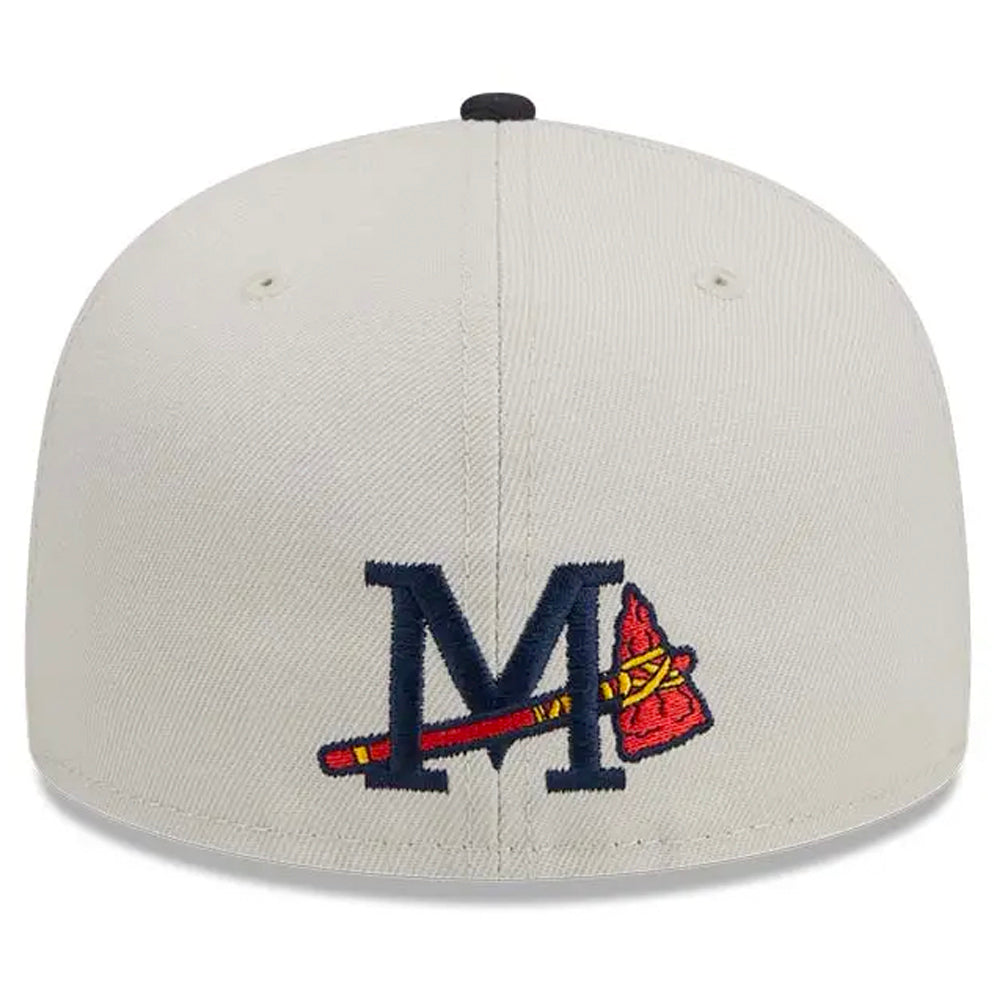 New Era Atlanta Braves Fitted Hat Cap Blue Red 7 1/8 1/4 3/8 1/2 Jumbo 