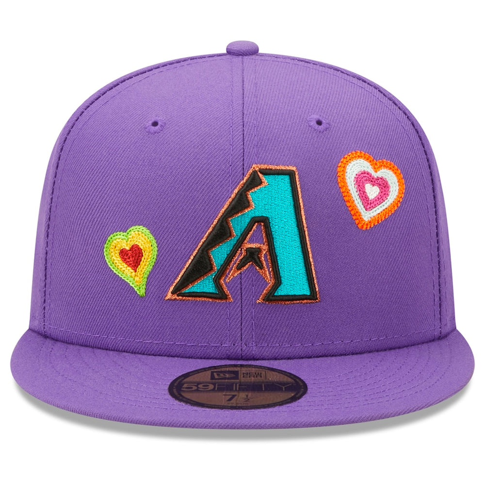 Arizona Diamondbacks CHAIN STITCH HEARTS Purple Fitted Hat