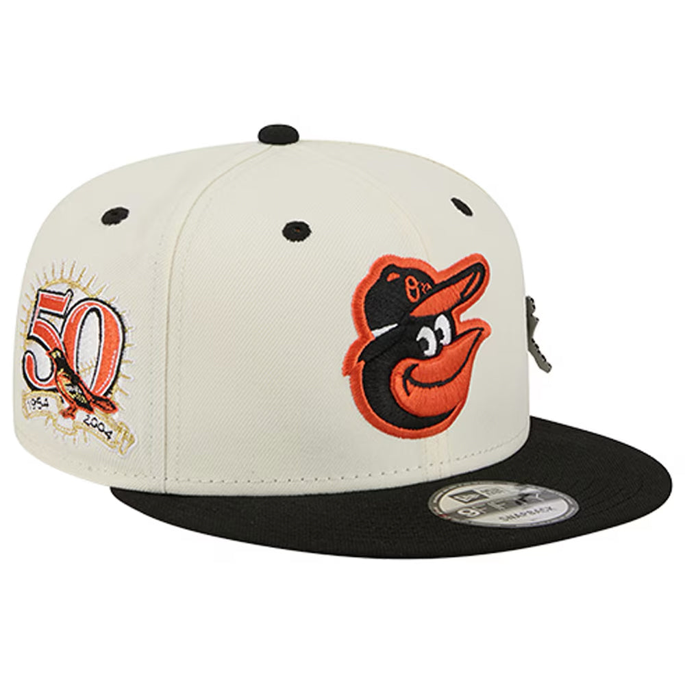 Baltimore Orioles New Era Cream Mascot Pin 9FIFTY Snapback Hat