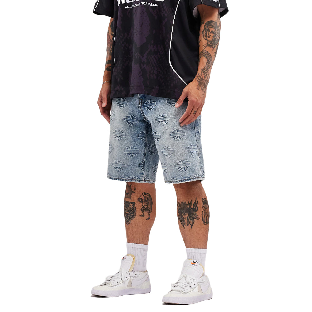 M Shield Debossed Pattern Shorts