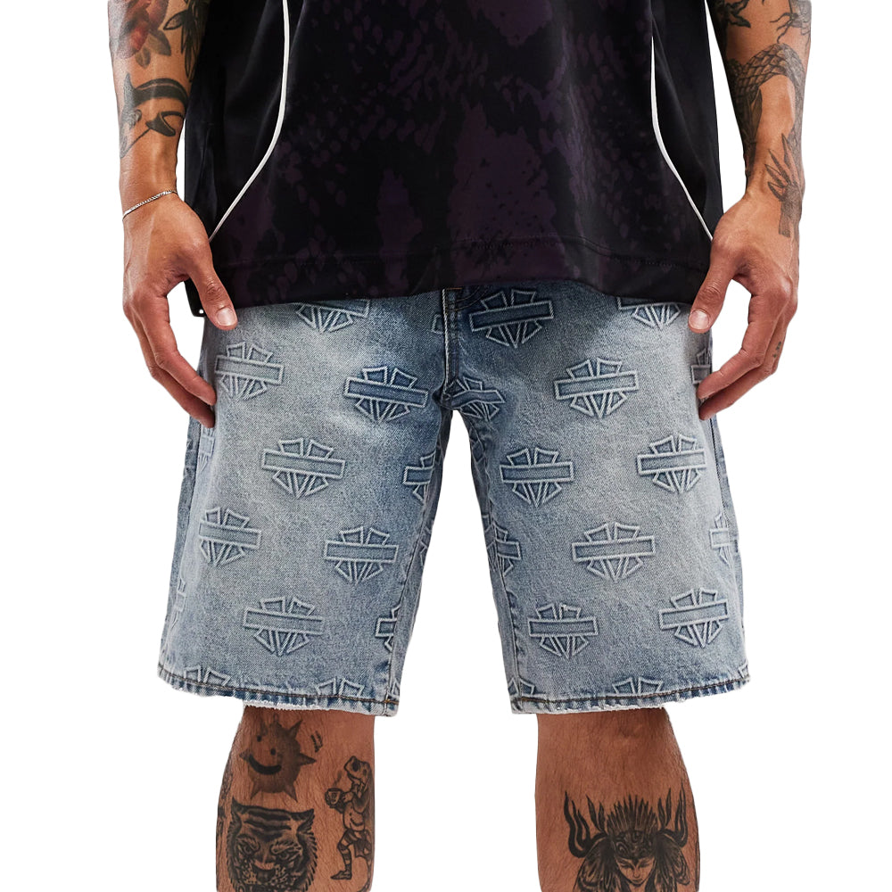 M Shield Debossed Pattern Shorts
