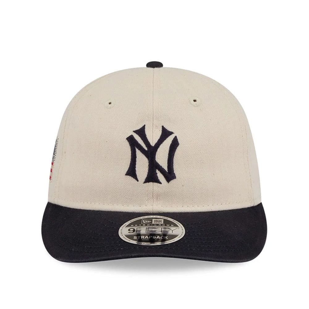 New York Yankees MLB Americana Herringbone White Retro Crown 9FIFTY Adjustable Cap