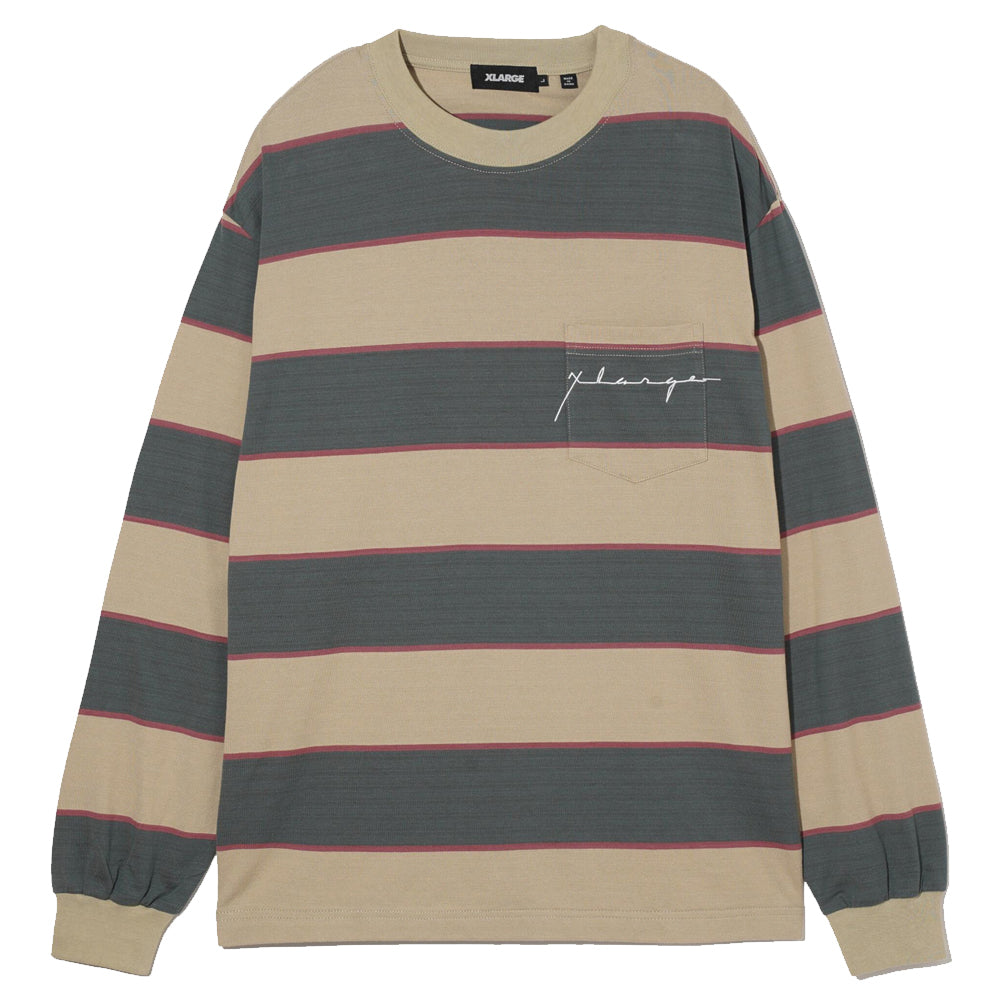 【XLARGE】STRIPED L/S POCKET TEE セール】STRIPED L/S POCKET TEE（Tシャツ/カットソー）｜XLARGE
